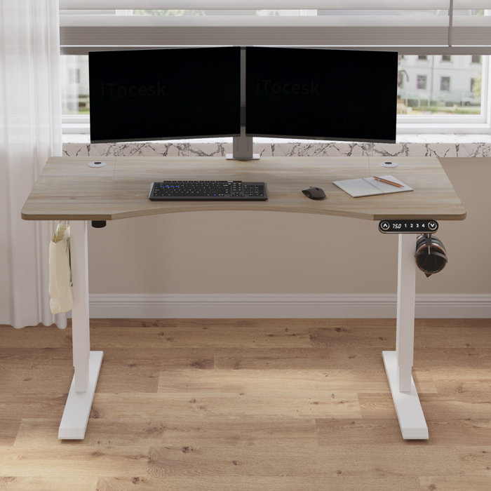 17 Stories Daiah Ergonomic Curved Height Adjustable Standing Desk & Reviews Wayfair Canada